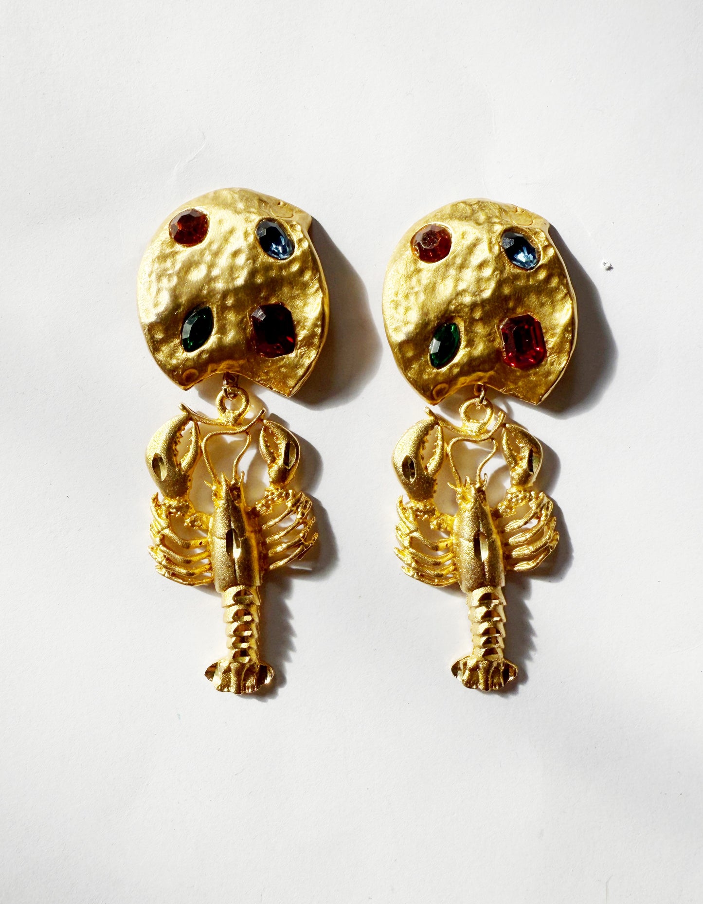 Rhinestone Lobster statement earrings