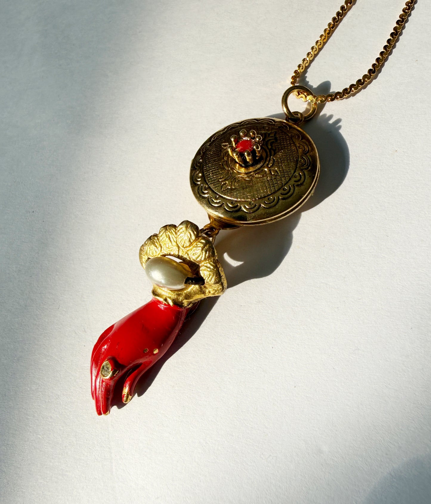 French locket hand necklace necklace