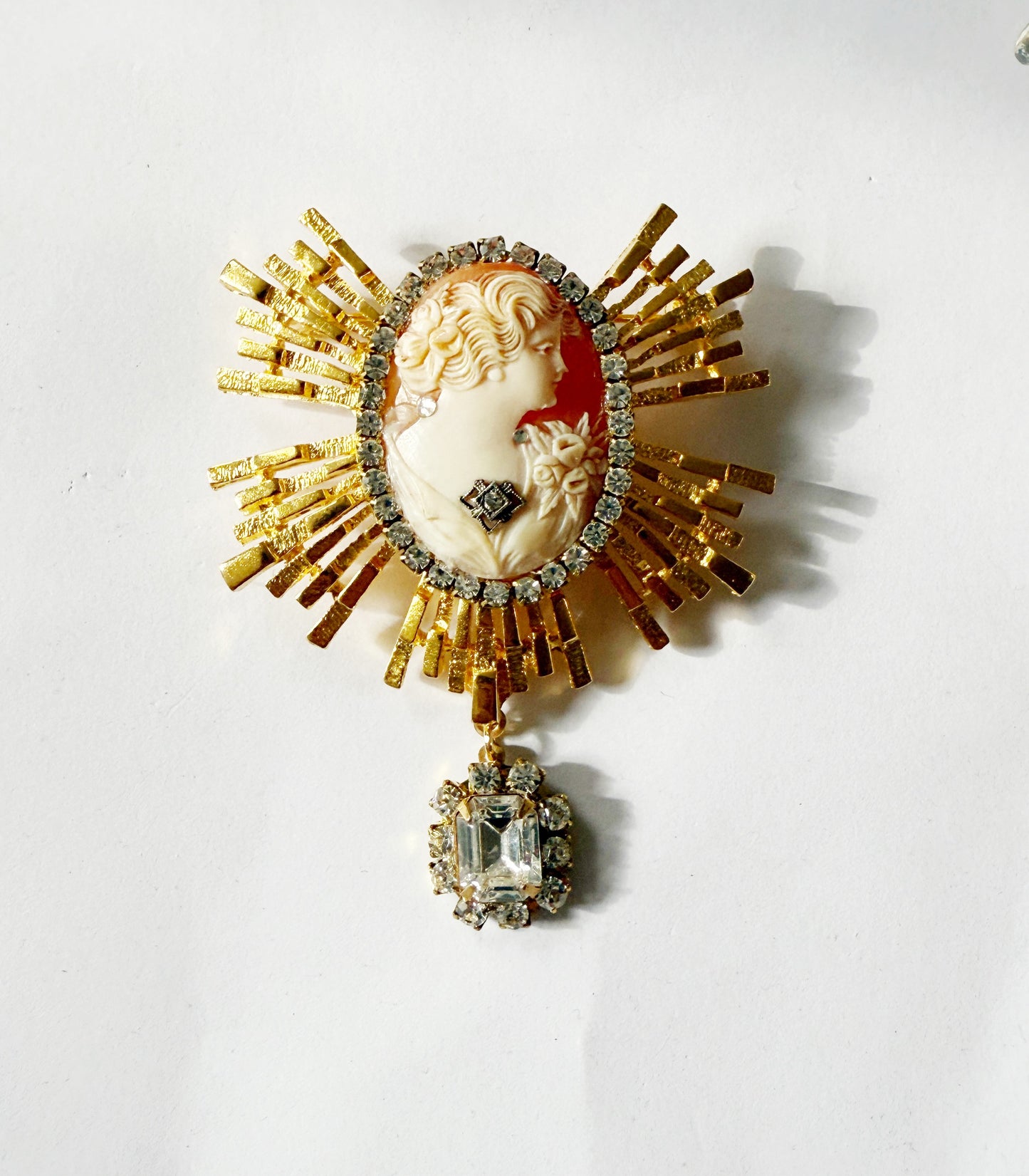 Rhinestone Cameo brooch