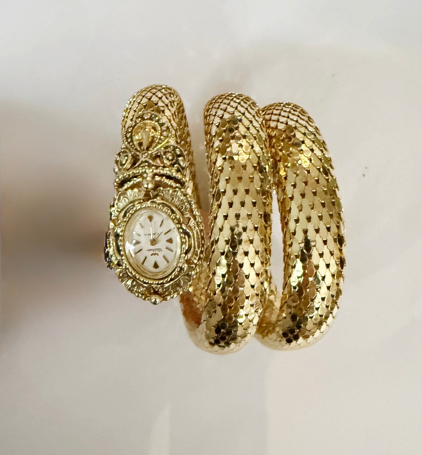 Vintage gold mesh Waltham snake watch NIB