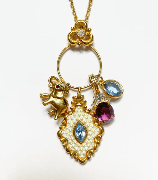 Vintage charm slider necklace