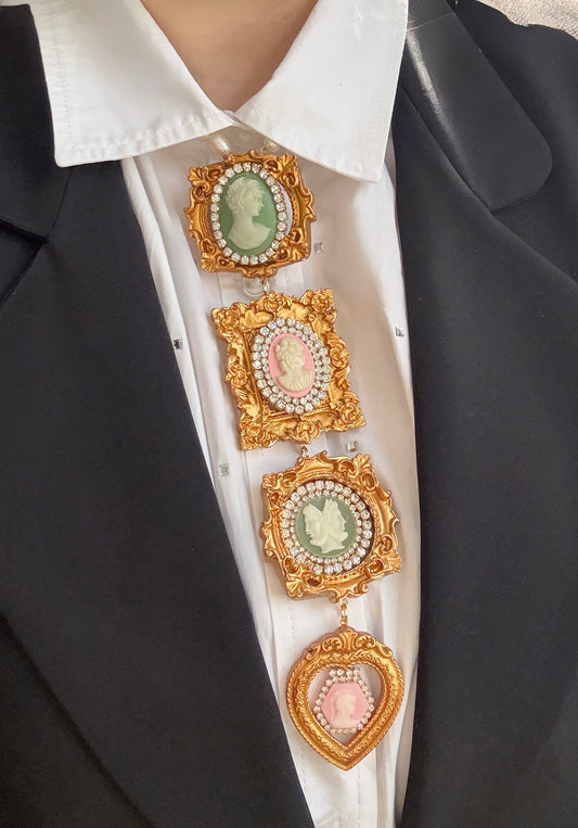 Cameo gallery wall tie necklace