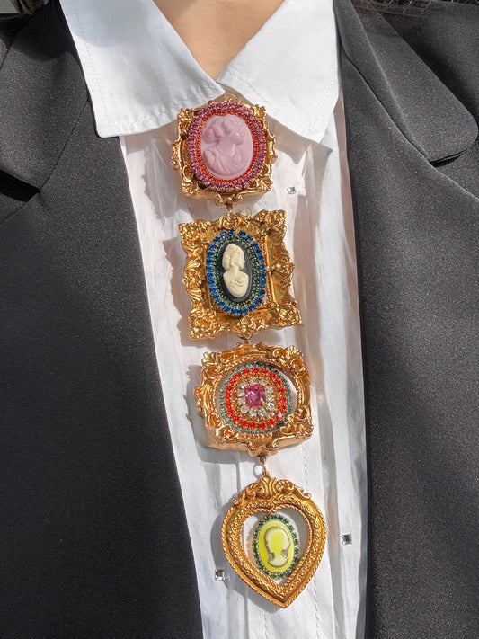 Cameo gallery wall tie necklace