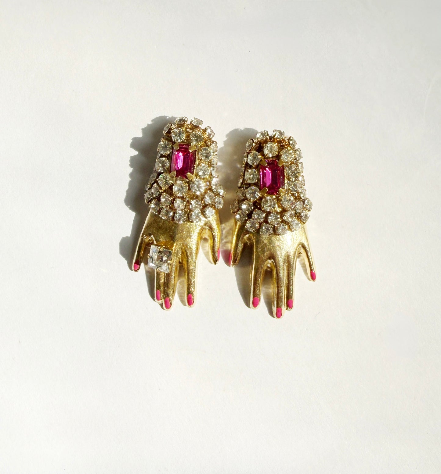 Regal rhinestone hand earrings