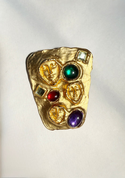 Electric disco face brooch