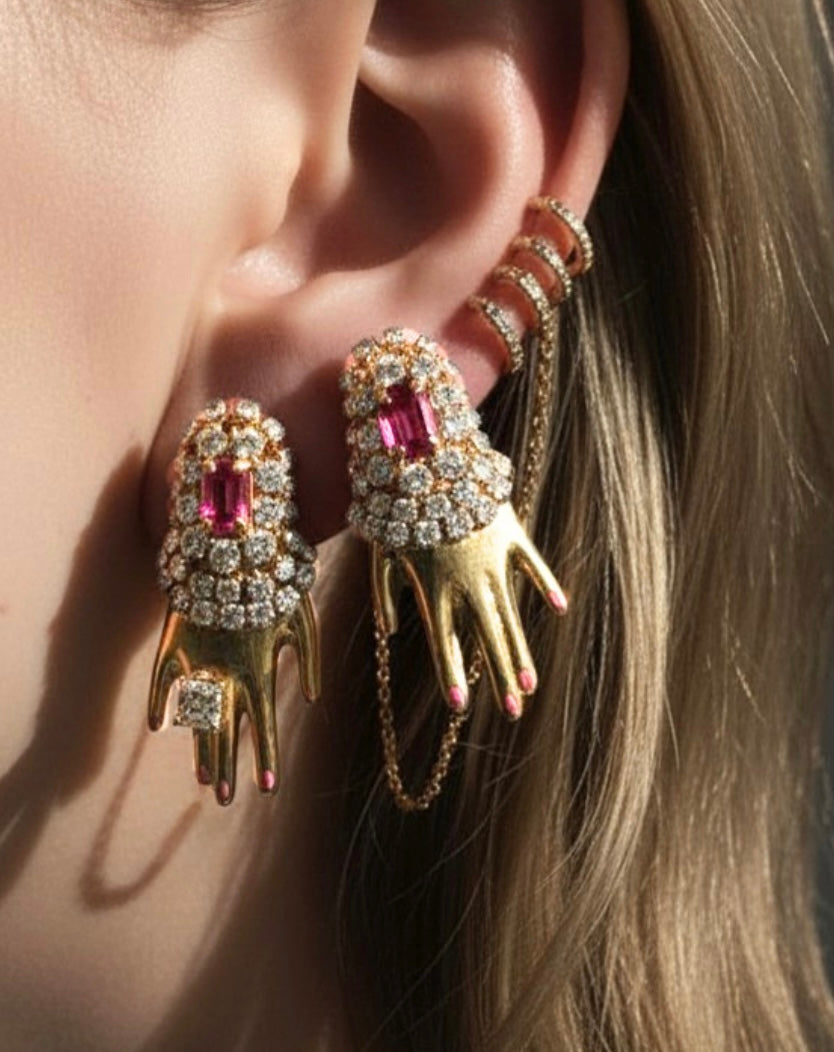 Regal rhinestone hand earrings