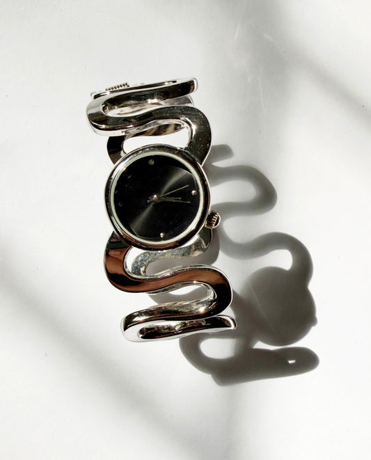 Vintage silver swirly snake watch bracelet