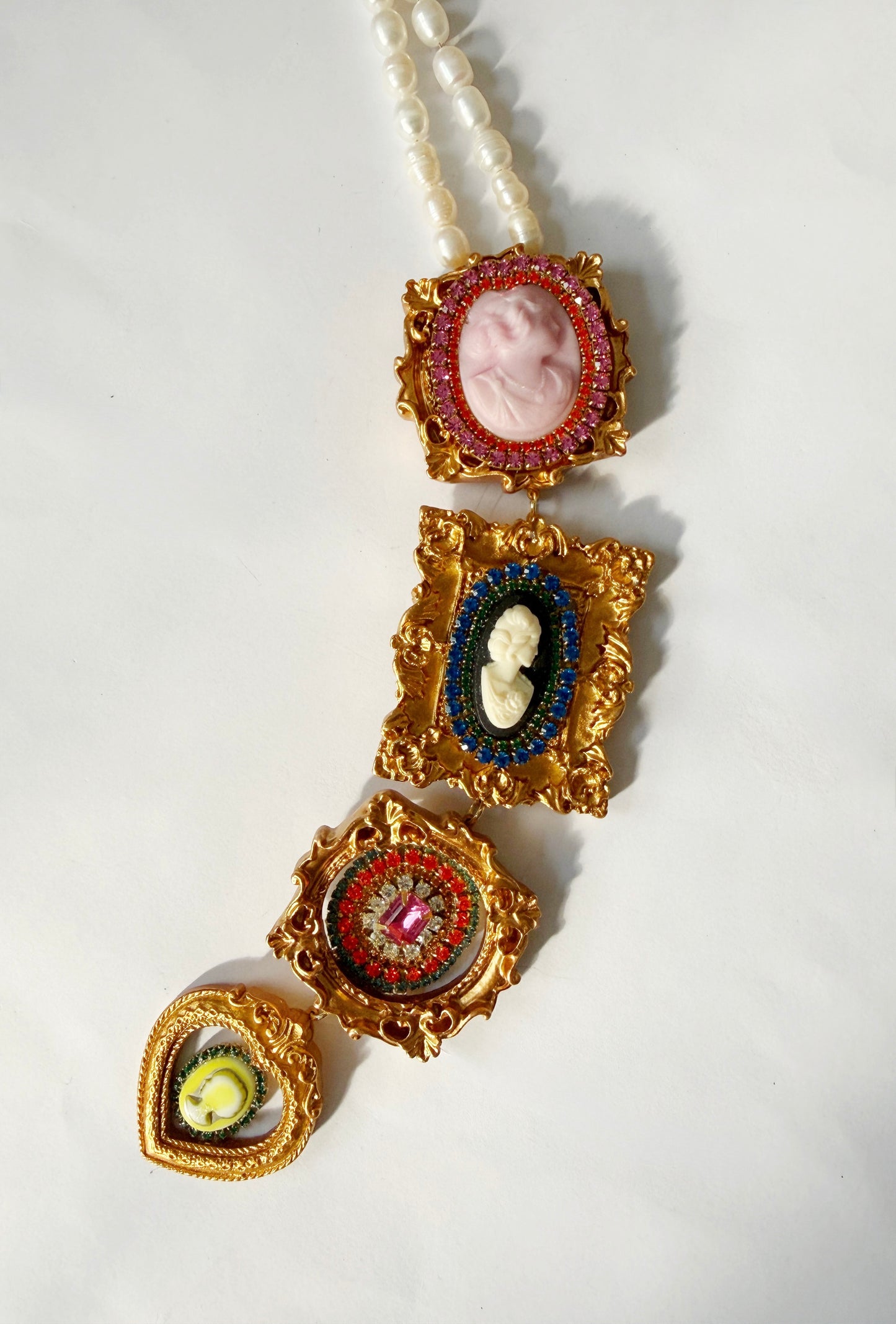 Cameo gallery wall tie necklace