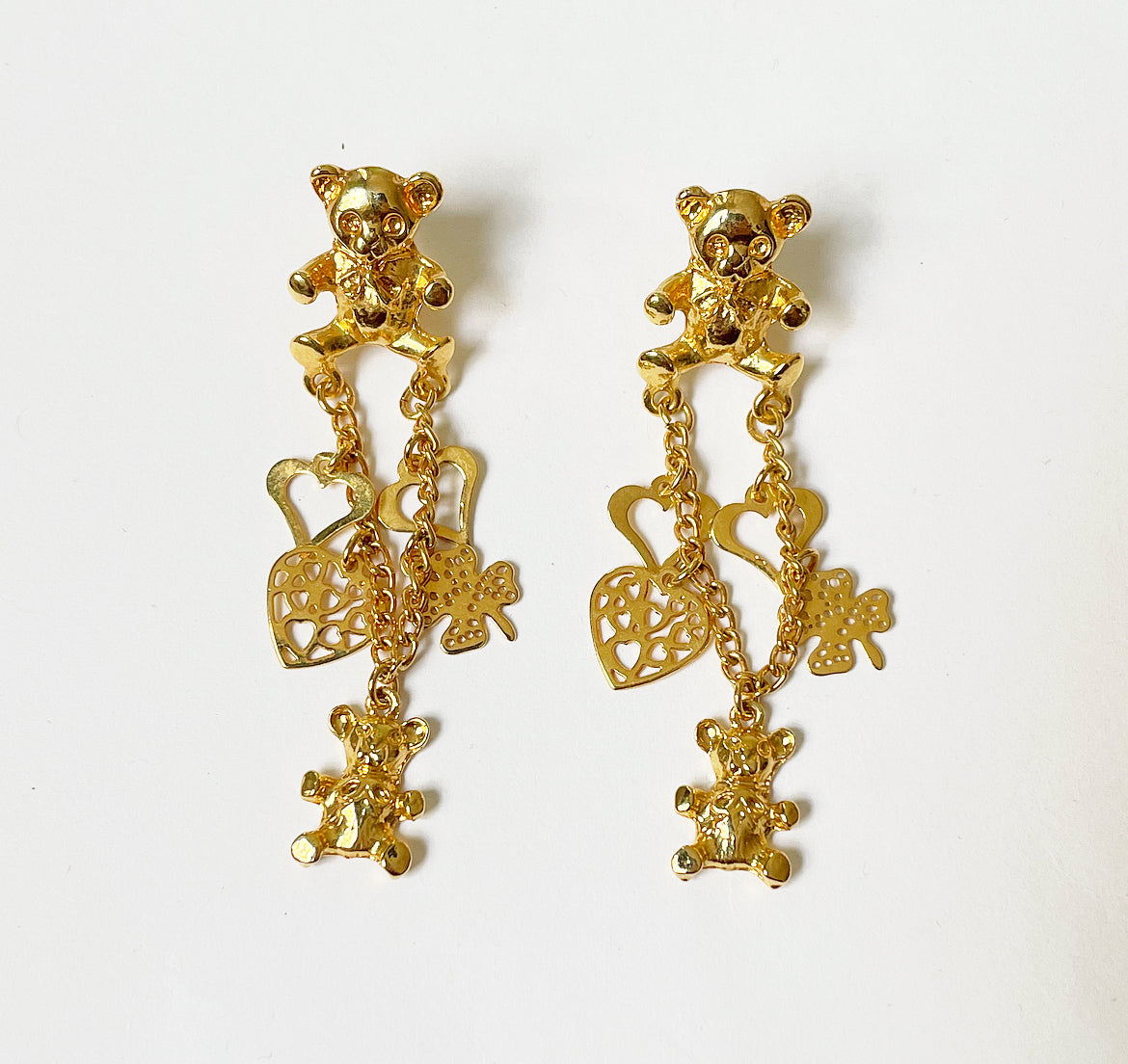 Vintage bear charm earrings
