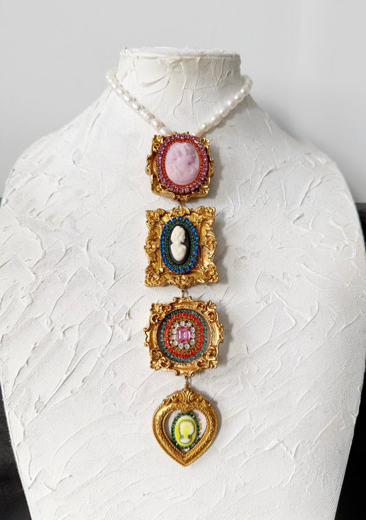 Cameo gallery wall tie necklace