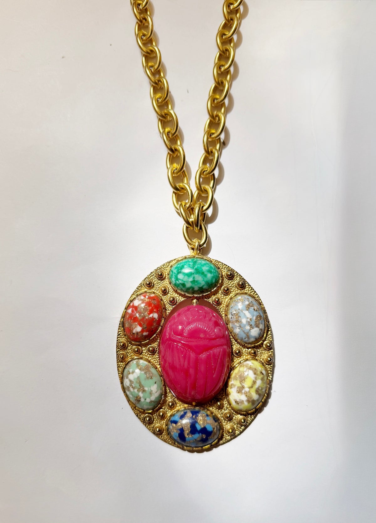 Vintage revival scarab beetle necklace