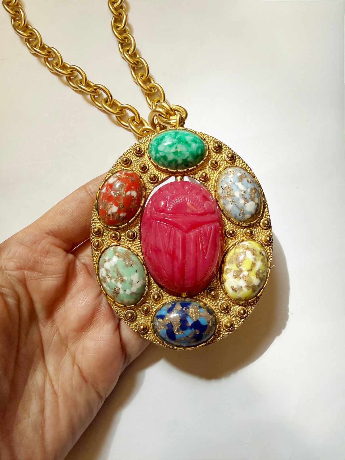 Vintage revival scarab beetle necklace