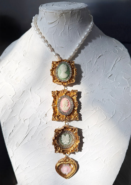 Cameo gallery wall tie necklace