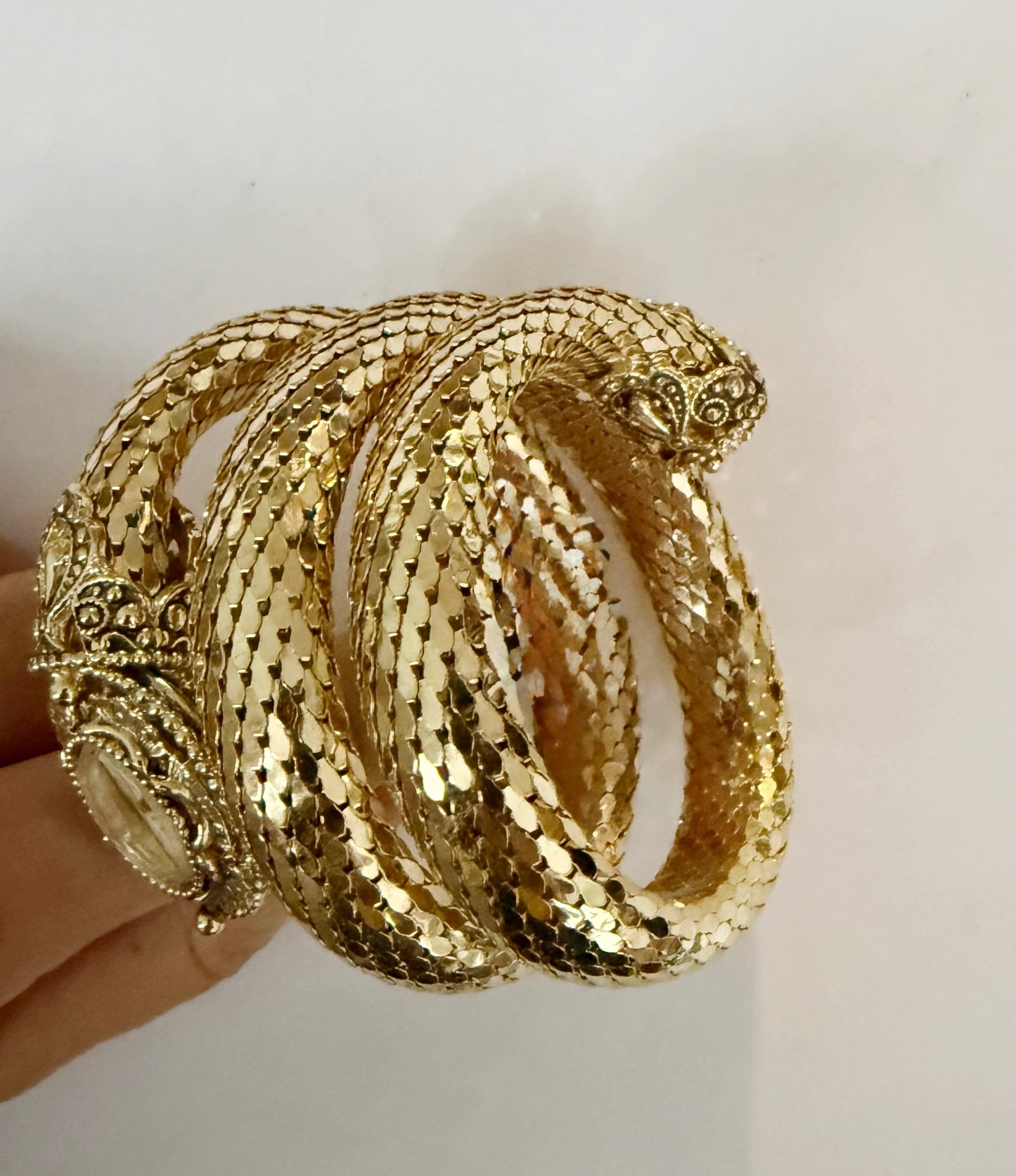 Vintage gold mesh Waltham snake watch NIB