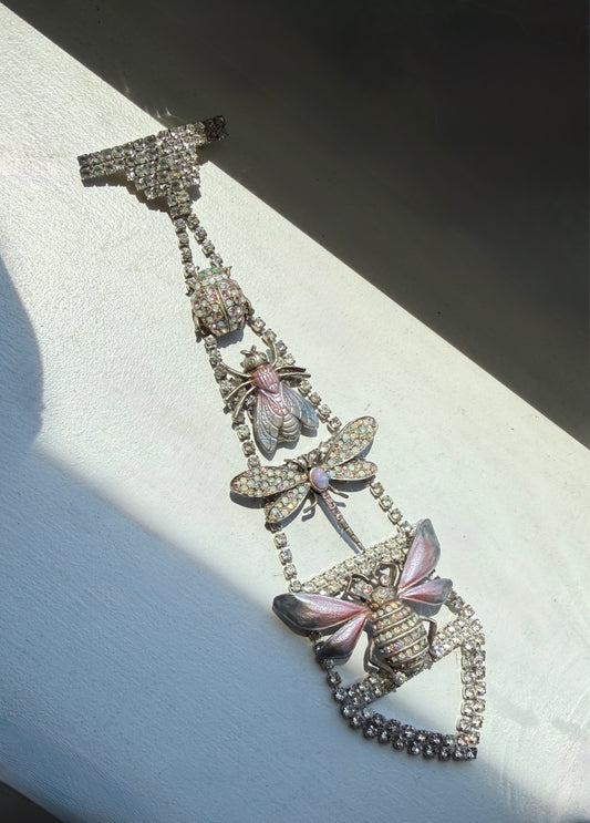 Rhinestone insect tie brooch