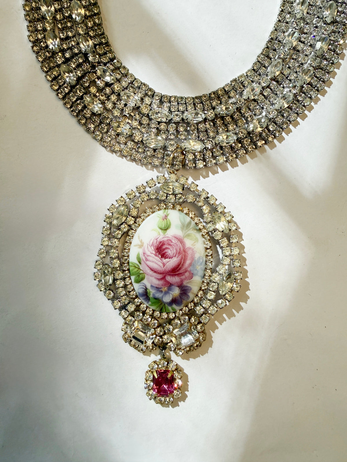 Rose garden rhinestone necklace