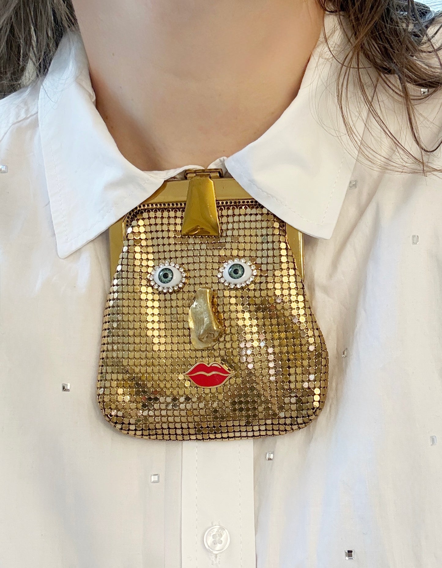 Ode to the master mini mesh purse necklace