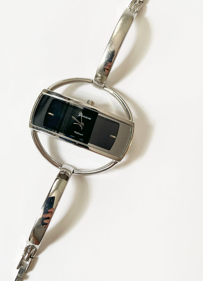 Vintage silver modernist watch