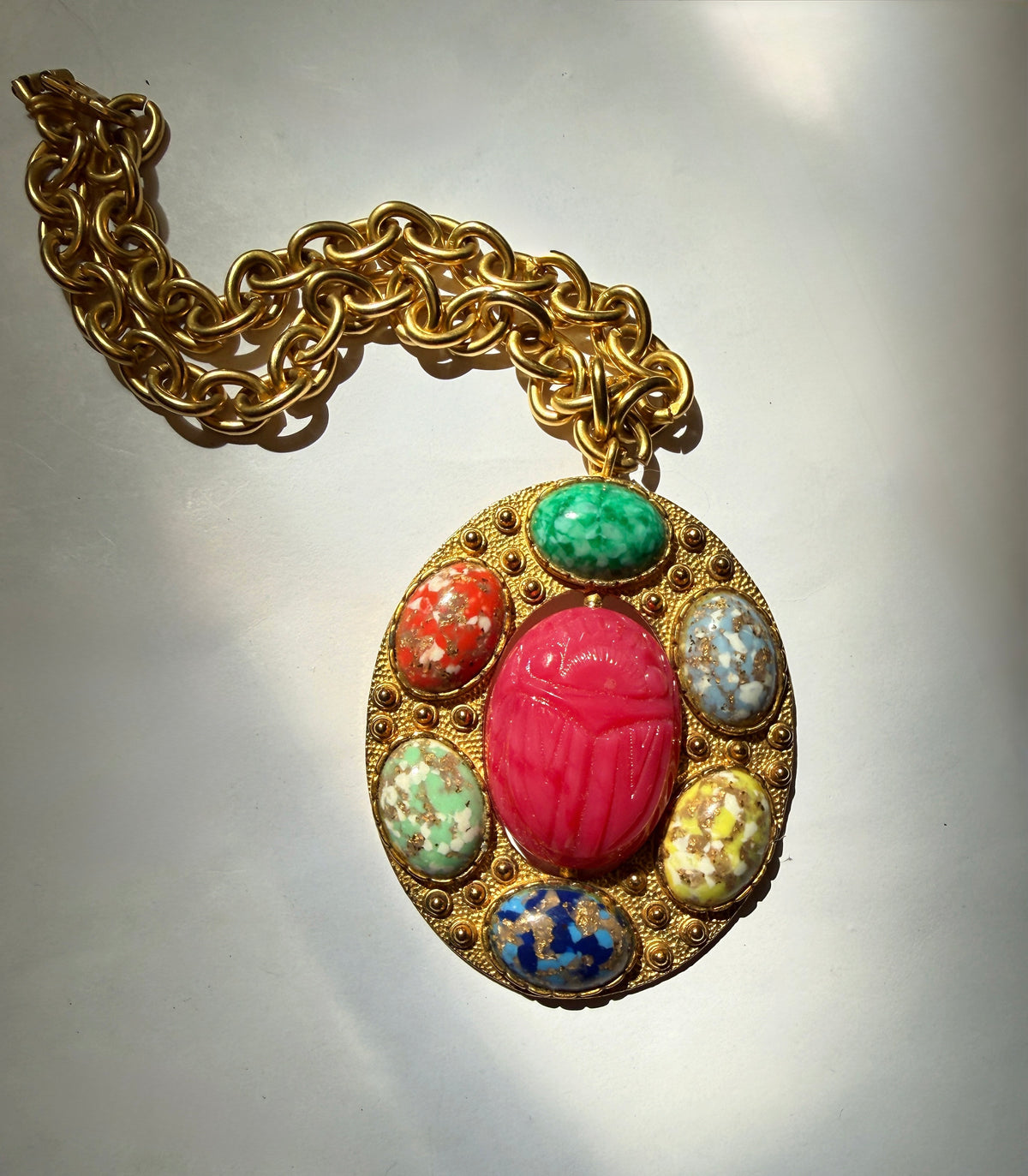 Vintage revival scarab beetle necklace