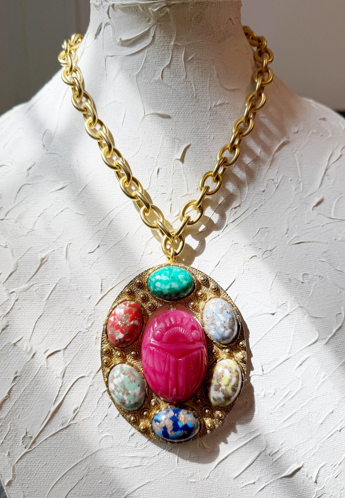 Vintage revival scarab beetle necklace