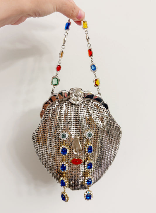Ode to the master crybaby silver mesh purse