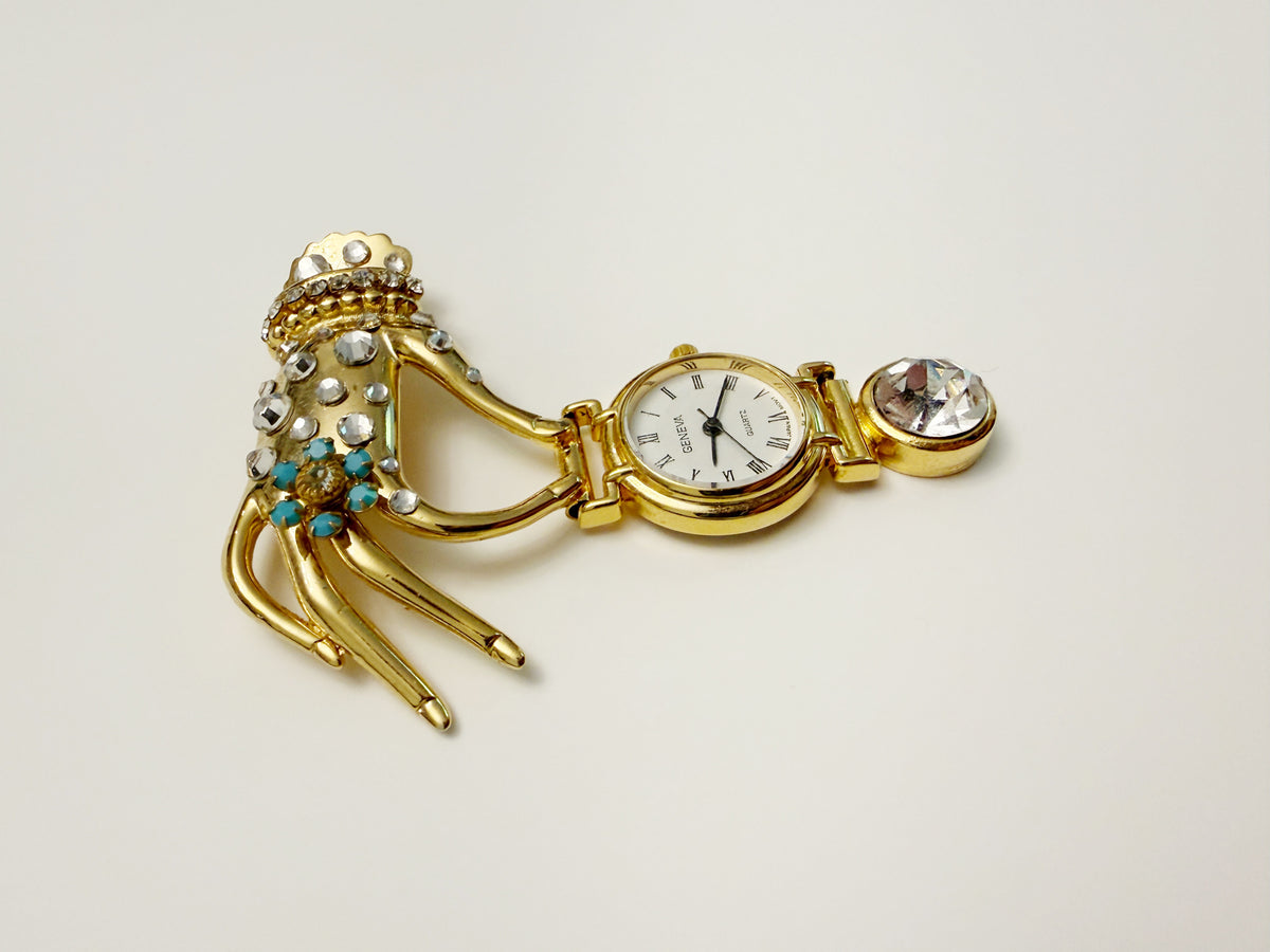 Vintage revival hand watch brooch