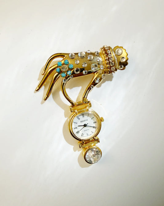 Vintage revival hand watch brooch