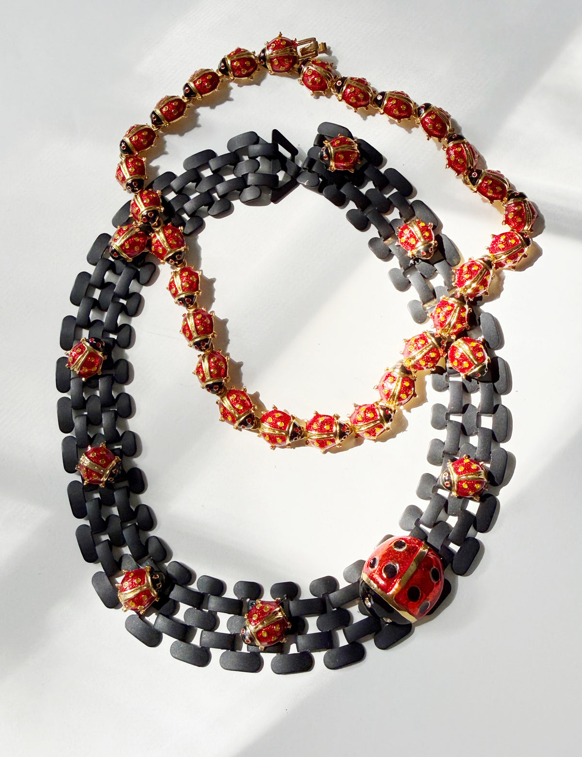 Ladybug lucky duo necklace set