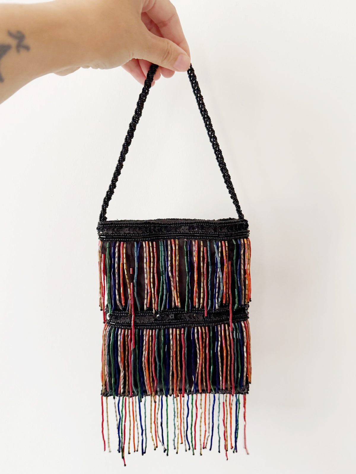 Vintage beaded fringe purse