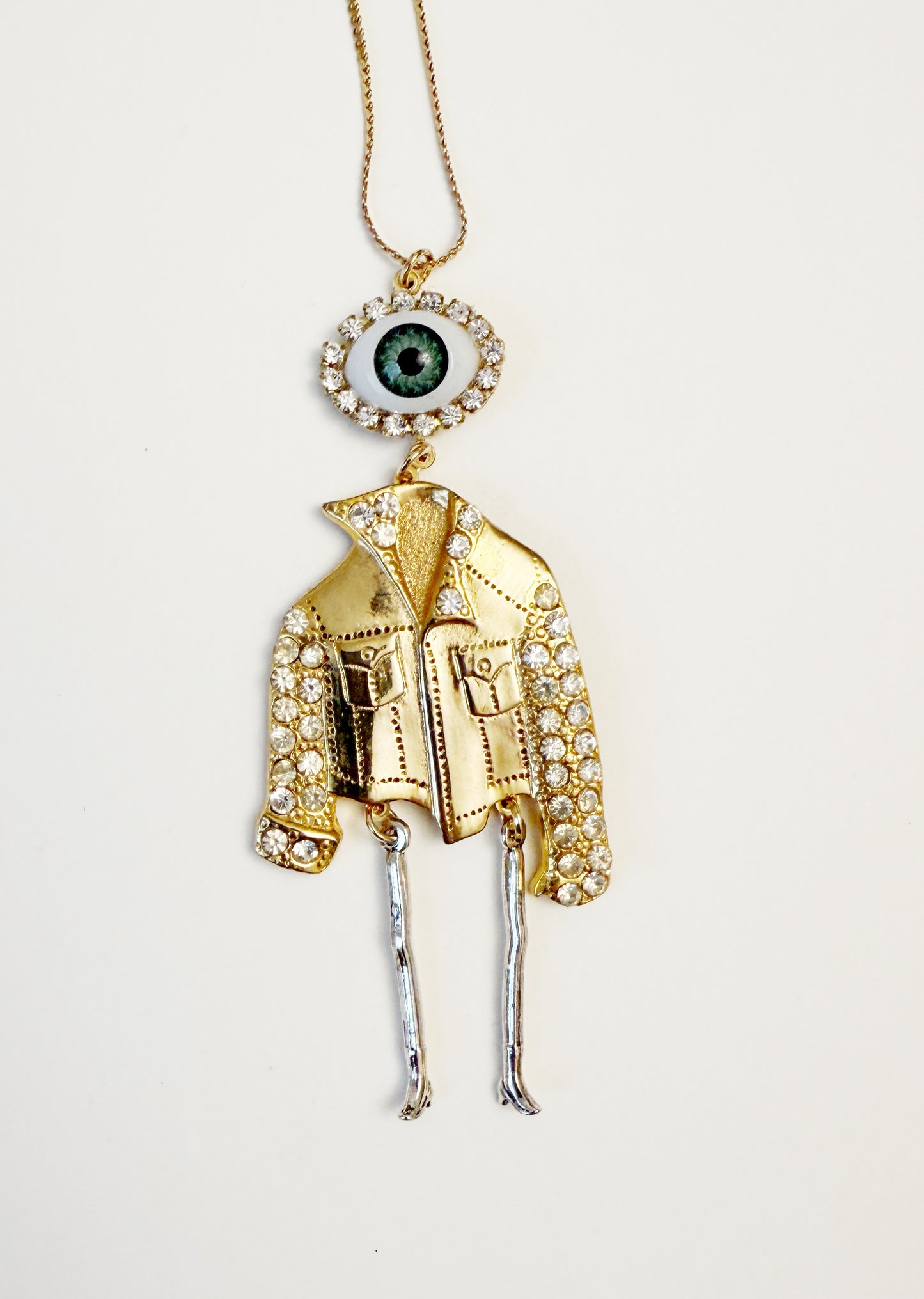 Denim lyfe pendant necklace