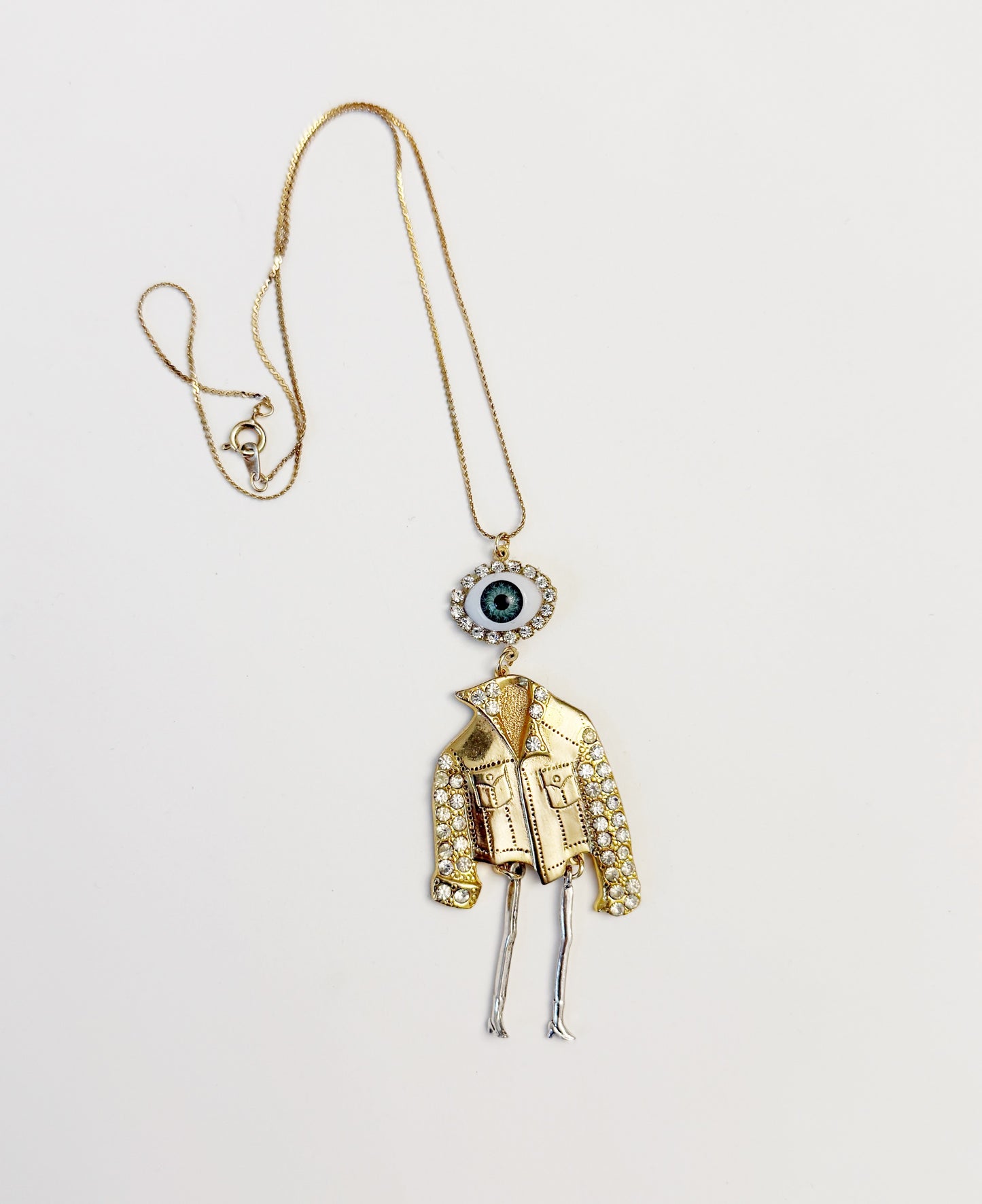 Denim lyfe pendant necklace