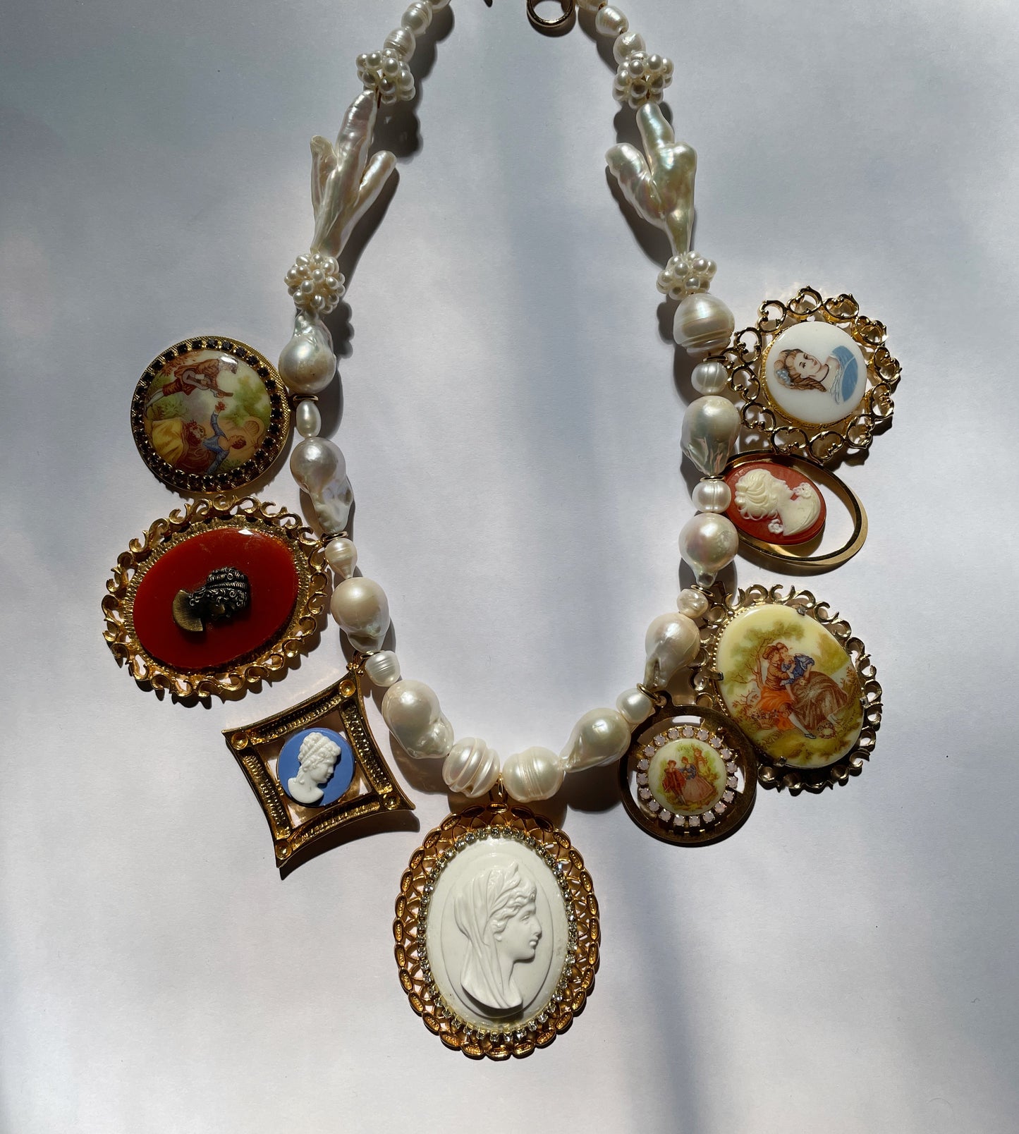 Fantastical cameo charm necklace