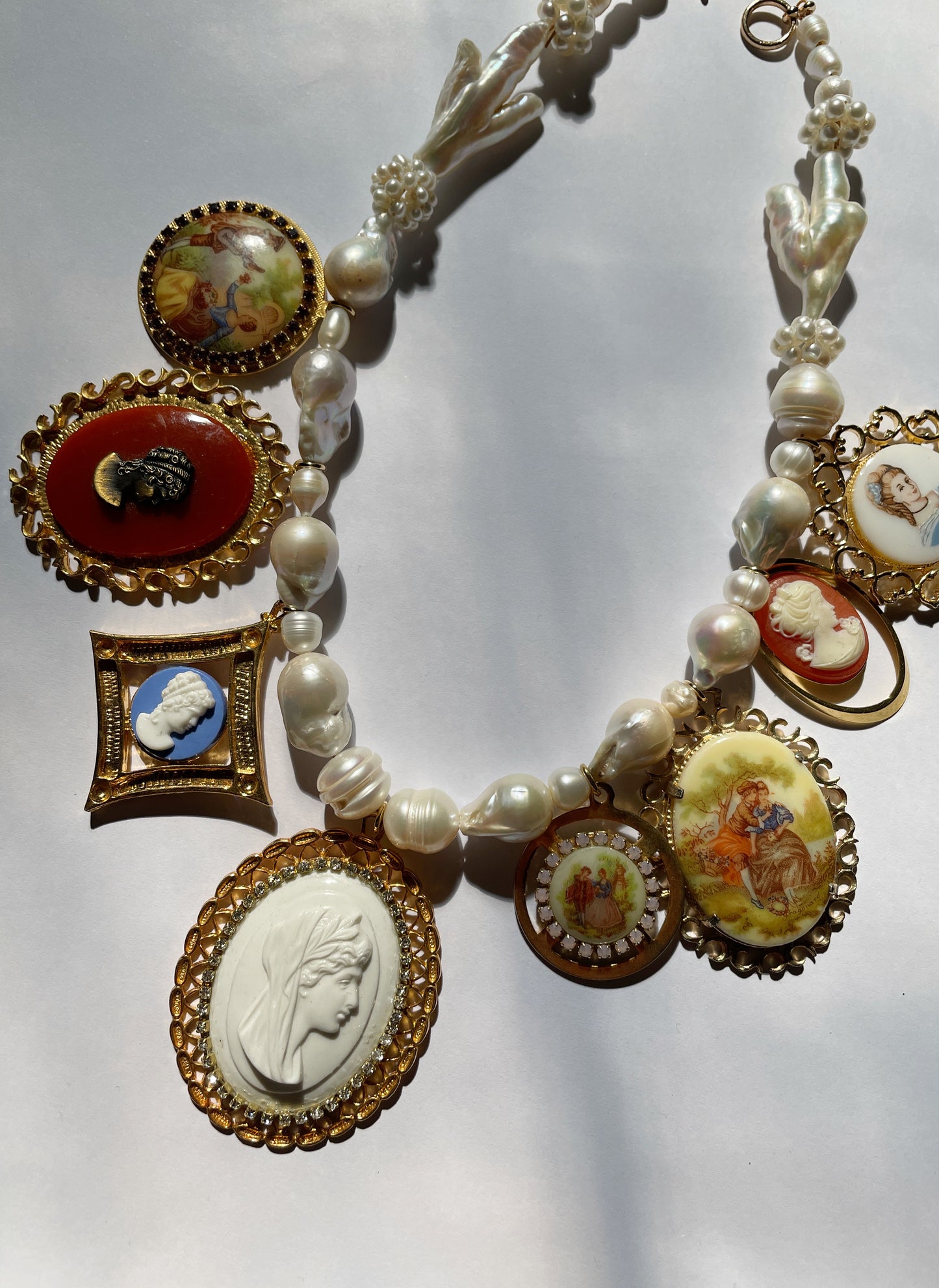 Fantastical cameo charm necklace