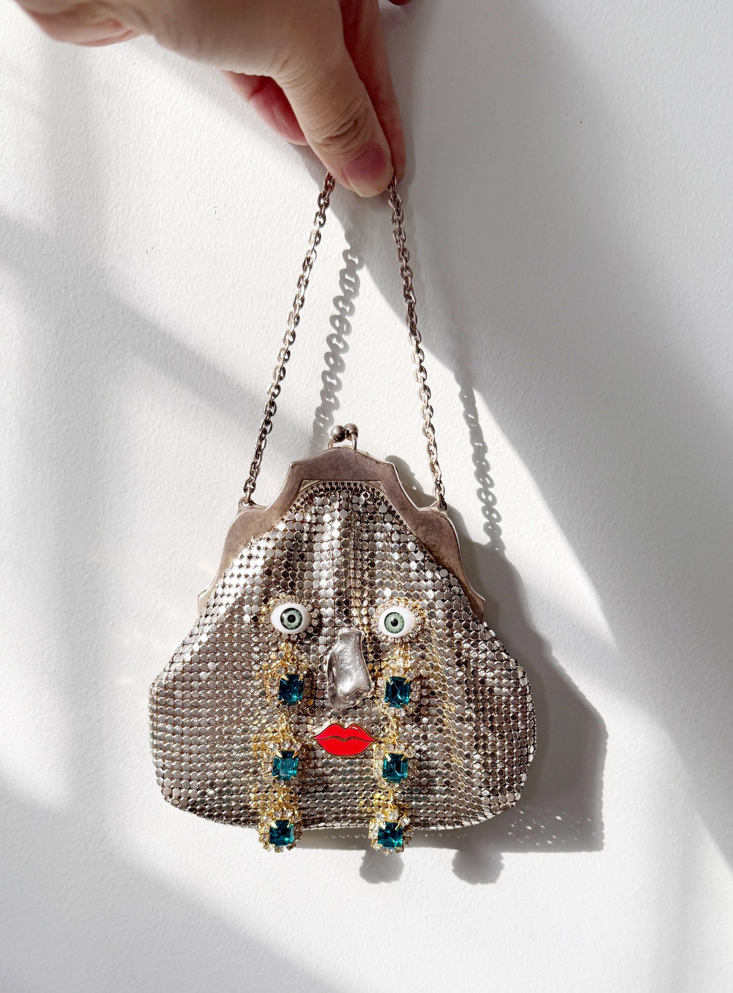 Ode to the master crybaby silver mesh purse