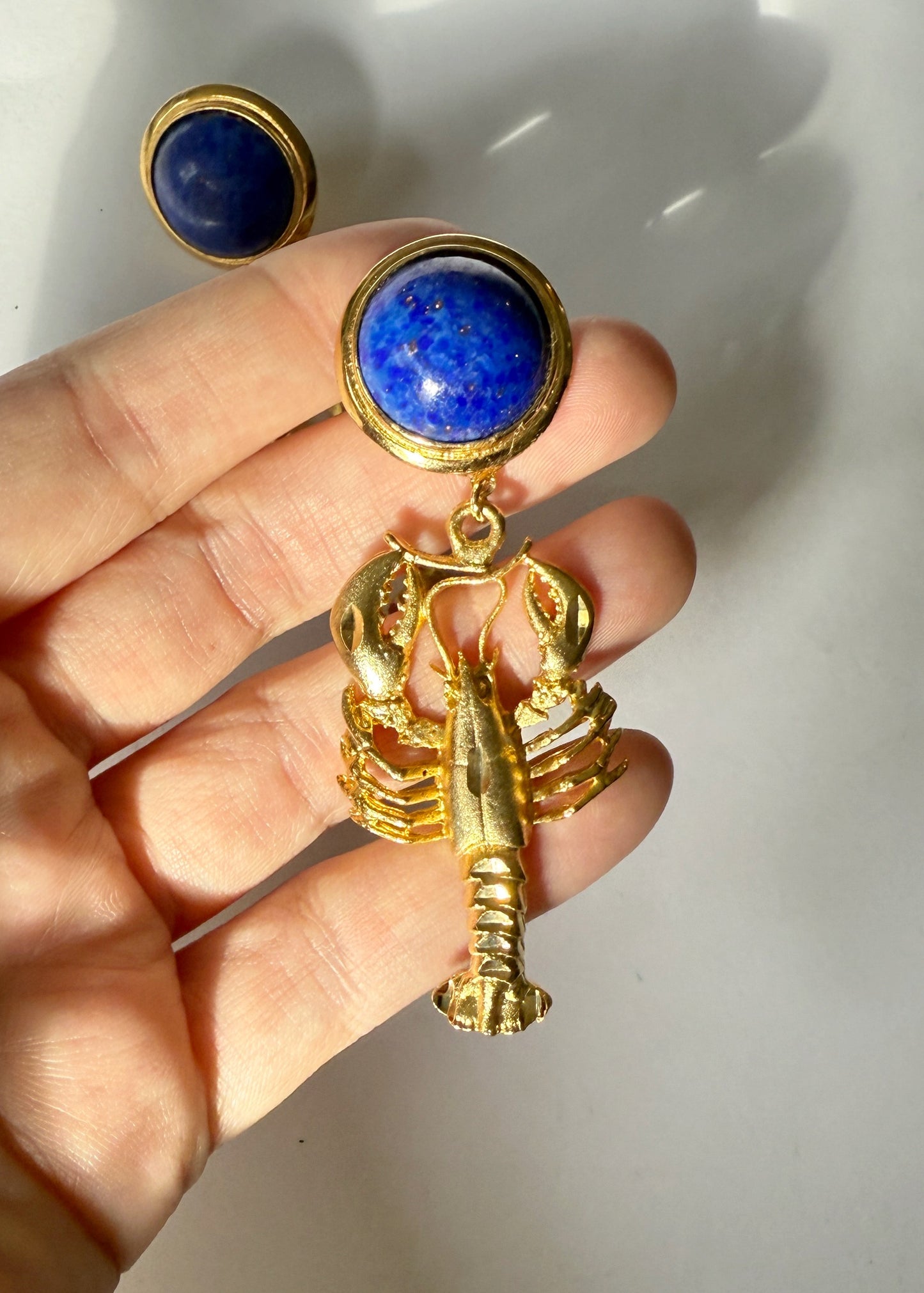 Blue Lobster statement earrings
