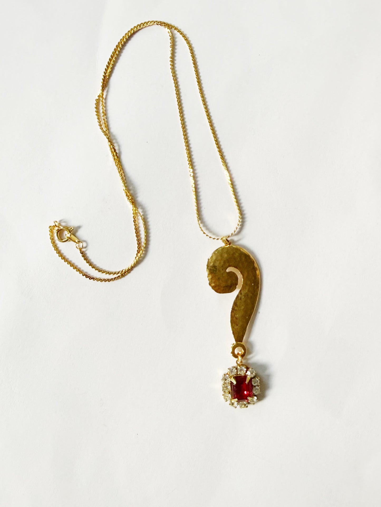 Rhinestone question mark necklace