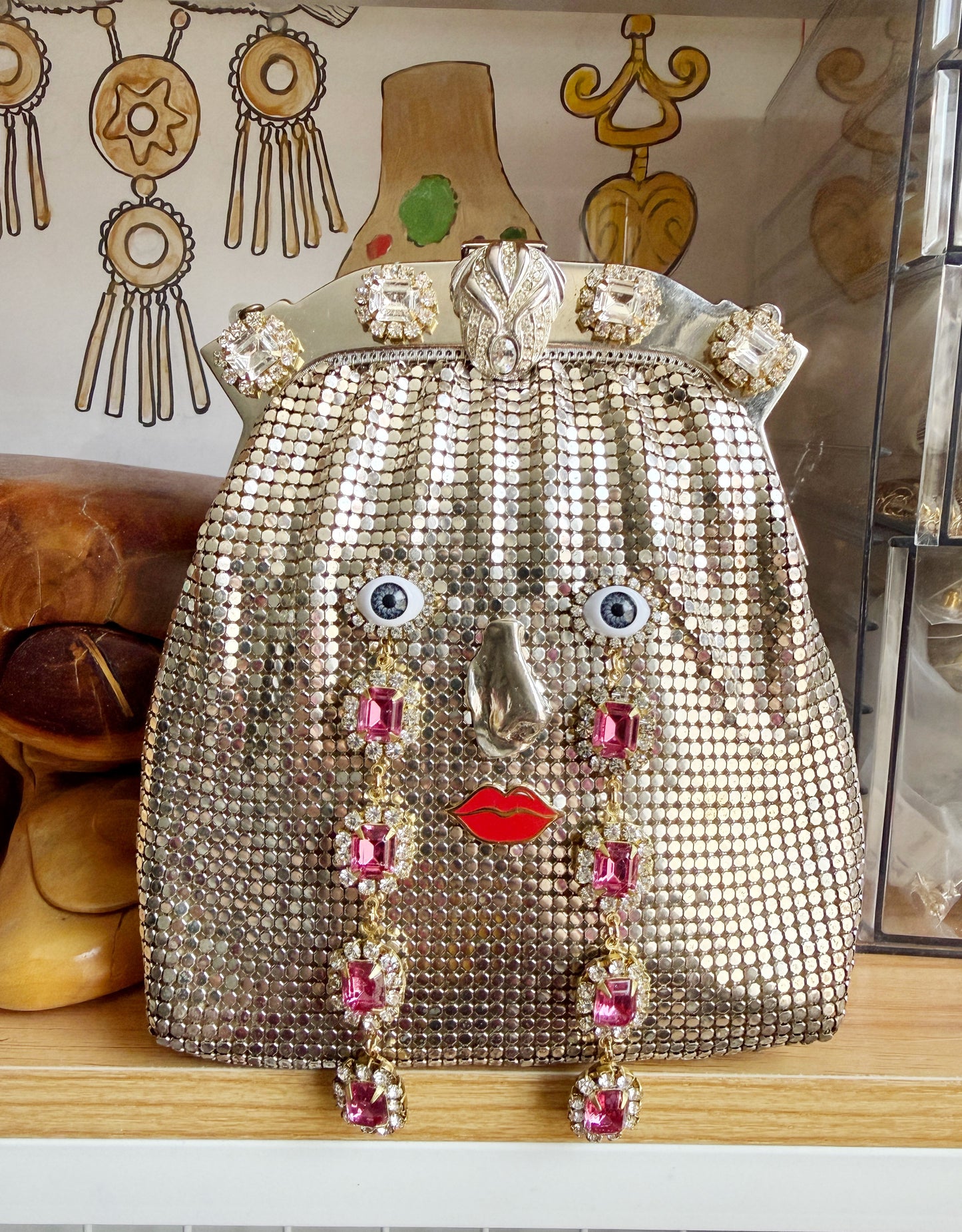 Ode to the master CRYBABY silver mesh purse