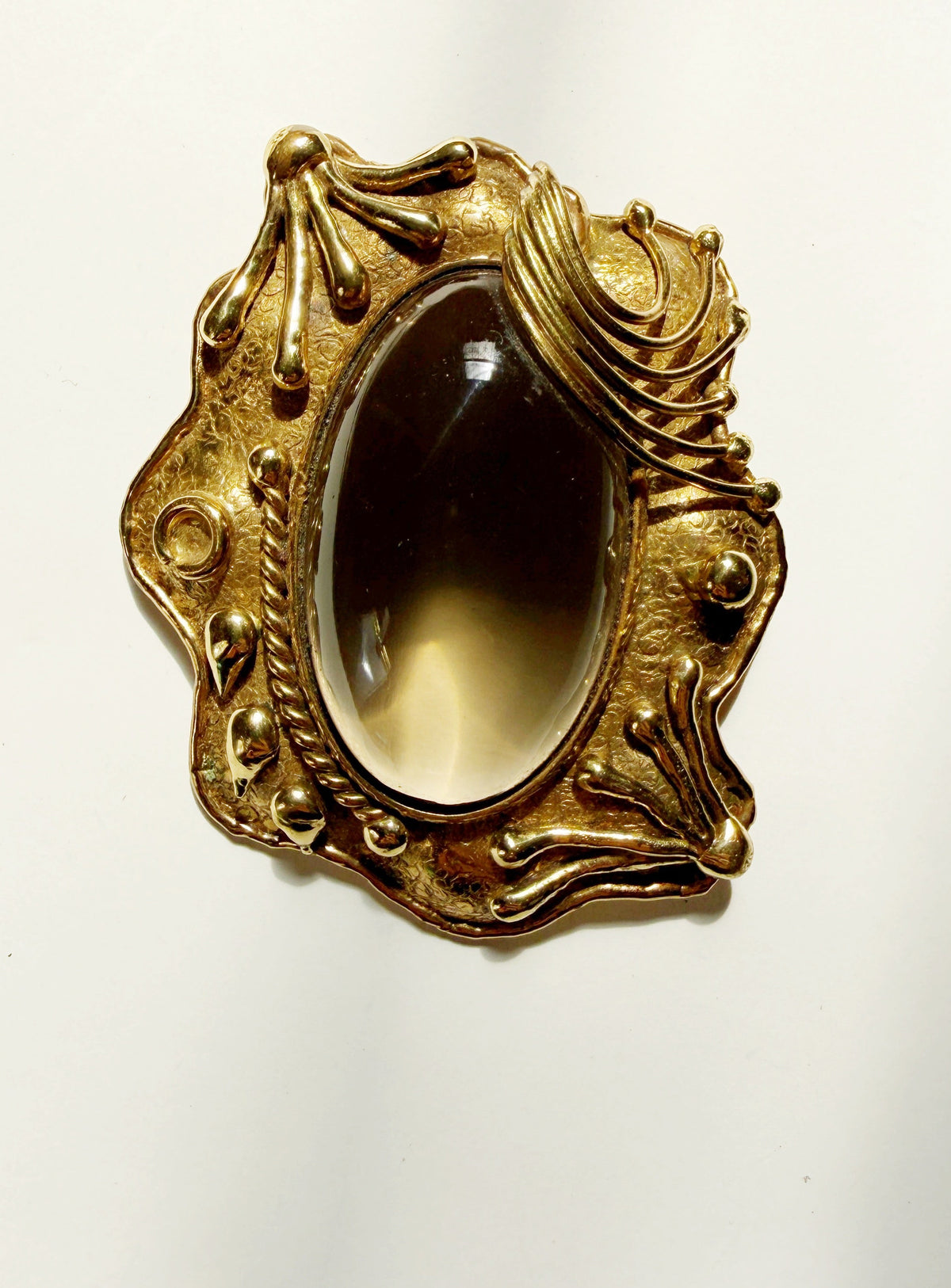 Vintage brutalist brass pendant and or brooch