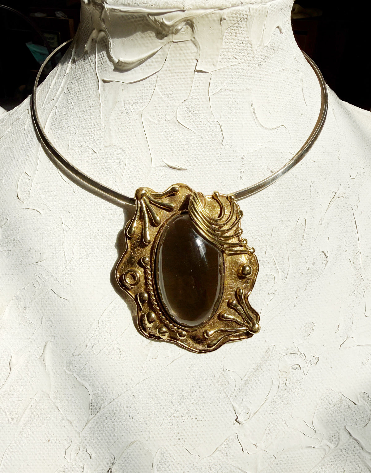 Vintage brutalist brass pendant and or brooch