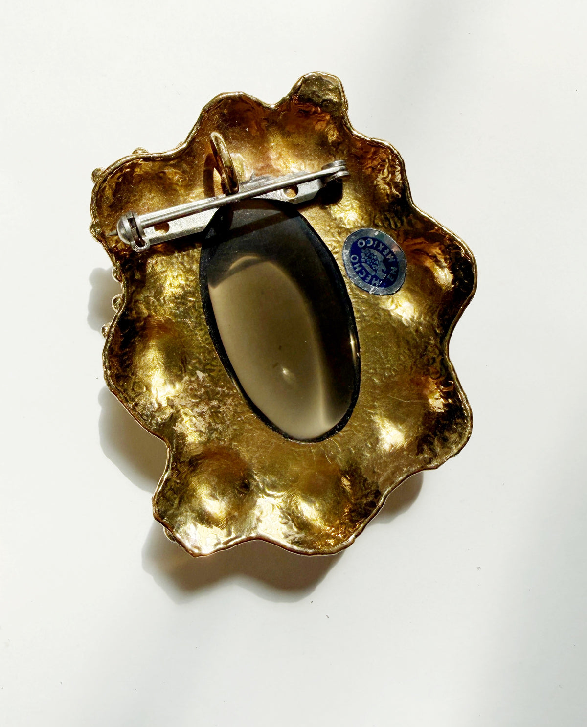 Vintage brutalist brass pendant and or brooch