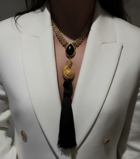 Snail fringe statement necklace
