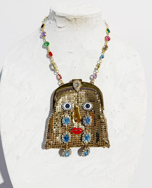 Ode to the master CRYBABY mesh purse necklace