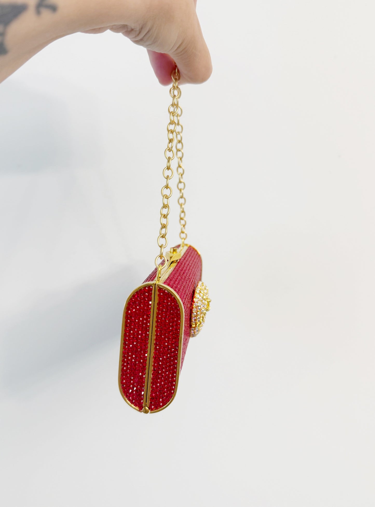 Swarovski red heart clutch purse
