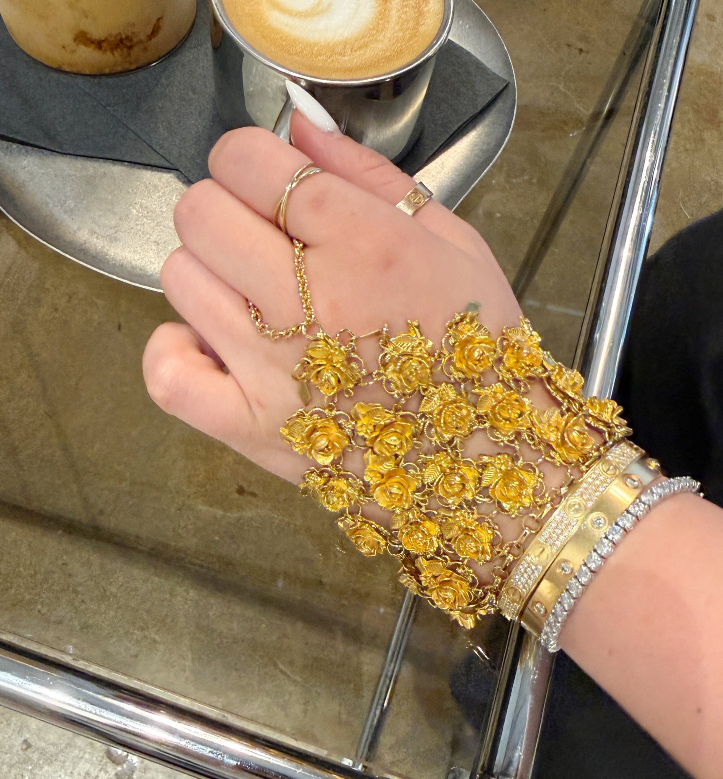 Rose party palm ring bracelet