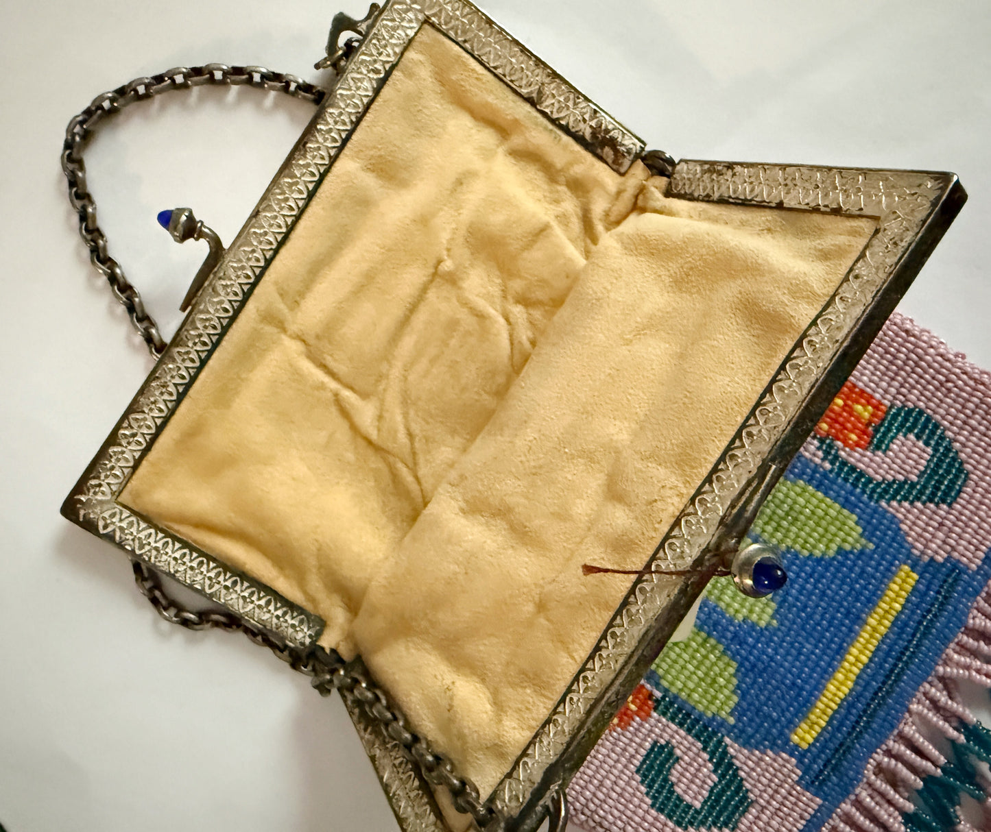 Antique micro beaded flower purse