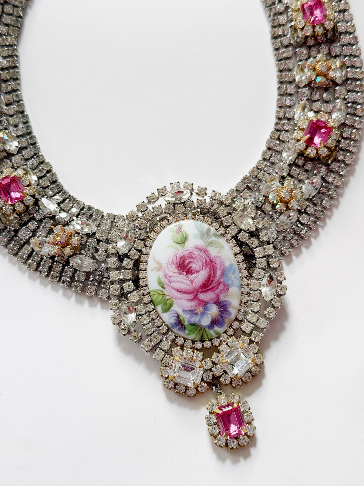 Rose garden rhinestone necklace