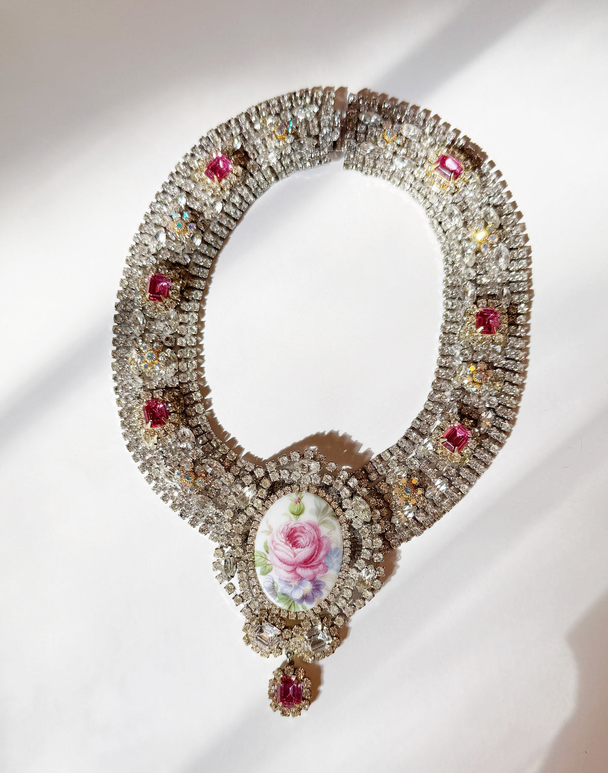 Rose garden rhinestone necklace
