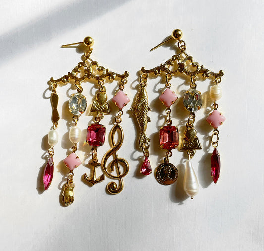 Vintage revival pink charm earrings