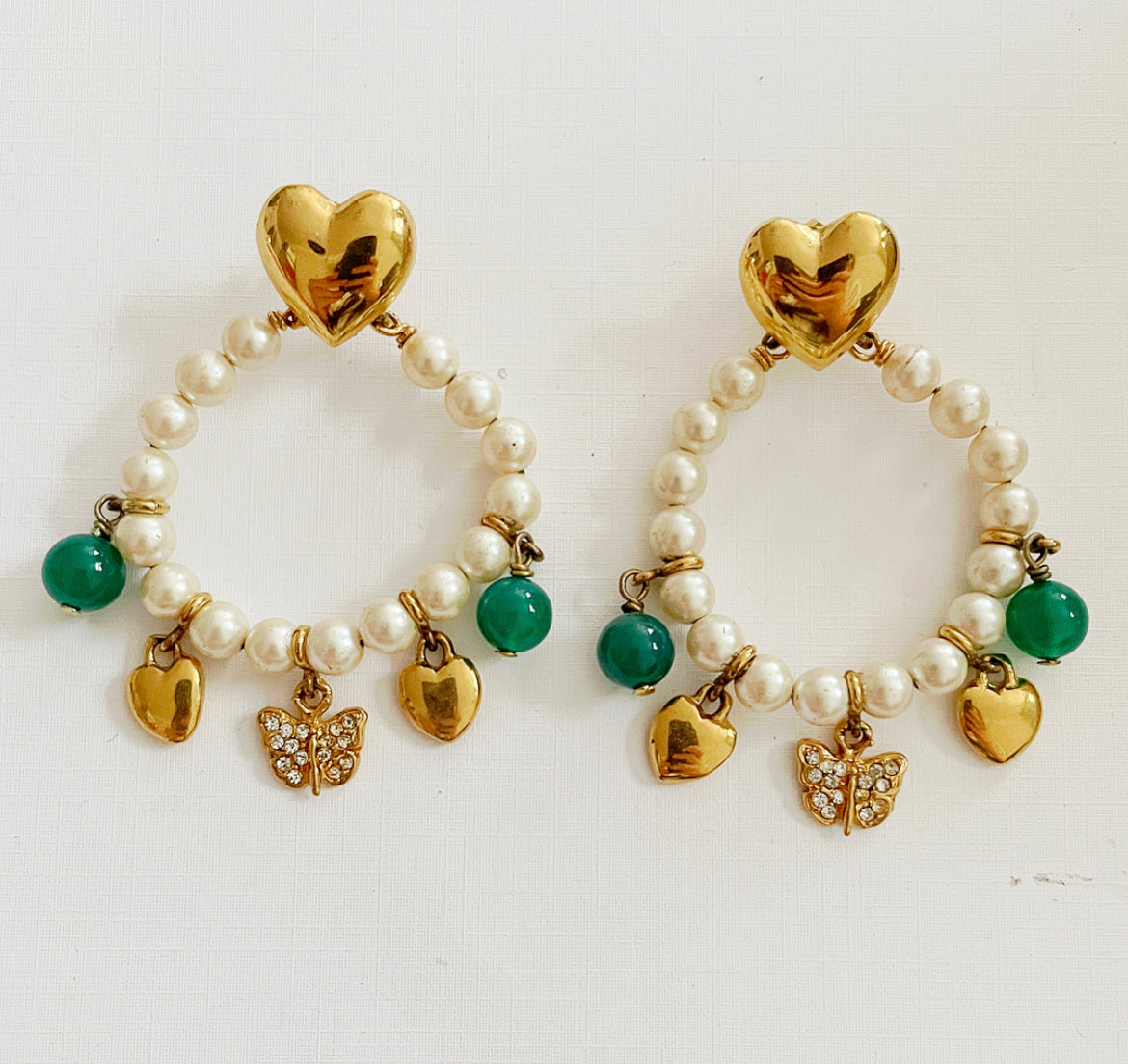 Vintage heart charm earrings