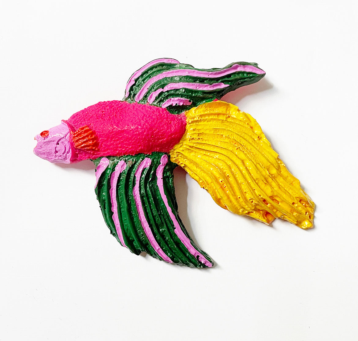 Vintage statement colorful fish brooch